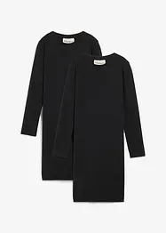 Jerseyklänning av elastisk bomullsmix (2-pack), bonprix