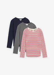 Långärmad tröja i ren ekologisk bomull (3-pack), bonprix