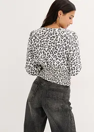 Kort blus med rynkningar, bonprix