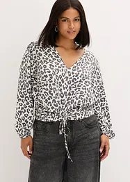 Kort blus med rynkningar, bonprix
