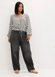 Kort blus med rynkningar, bonprix