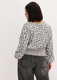 Kort blus med rynkningar, bonprix