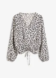 Kort blus med rynkningar, bonprix