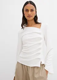 Långärmad topp i ribbat material, bonprix