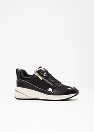 Fina sneakers från Tamaris med glittrande ovansida och detaljer i ormskinnsmönstrat material och lack, Tamaris