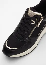 Fina sneakers från Tamaris med glittrande ovansida och detaljer i ormskinnsmönstrat material och lack, Tamaris