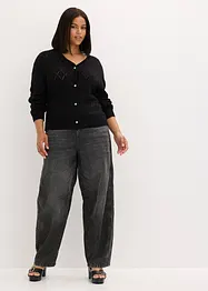 Stickad hålmönstrad cardigan, bonprix