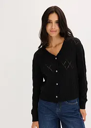 Stickad hålmönstrad cardigan, bonprix