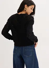 Stickad hålmönstrad cardigan, bonprix