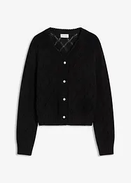 Stickad hålmönstrad cardigan, bonprix