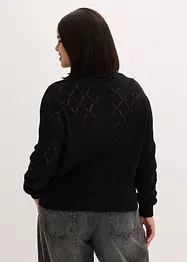 Stickad hålmönstrad cardigan, bonprix