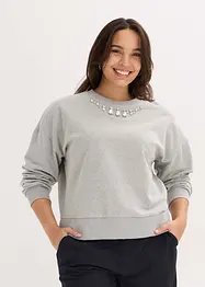 Oversizesweatshirt med strass, bonprix