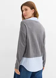 Finstickad tröja med blusinfällning, bonprix