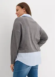Finstickad tröja med blusinfällning, bonprix