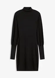 Stickad klänning med polokrage, bonprix