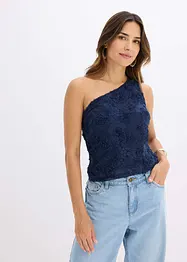 One shoulder-linne med broderi, bonprix