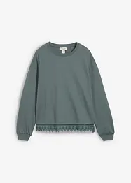 Sweatshirt med spetsbesättning, bonprix