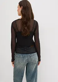 Långärmad topp i mesh, bonprix
