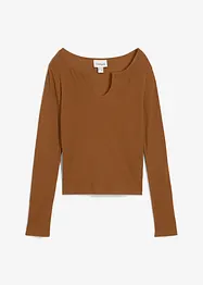 Ribbstickad topp av ekologisk bomull, bonprix