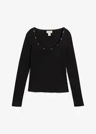 Ribbstickad topp av ekologisk bomull, bonprix