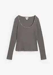 Ribbstickad topp av ekologisk bomull, bonprix