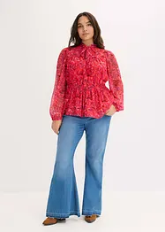 Knytblus av chiffong, bonprix