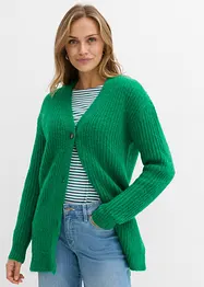Stickad cardigan med ylleandel, bonprix