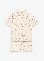 Kort pyjamas av ekologisk bomull, med knappslå (2 delar), bonprix