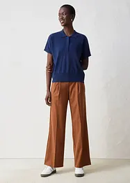 Finstickad tröja med sidenandel och krage, bonprix