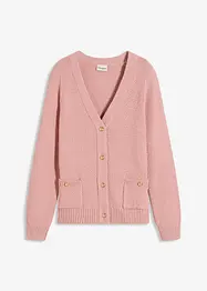 Melerad cardigan med guldfärgade knappar, bonprix