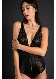 Stringbody ouvert med wetlook och dragkedja, bonprix