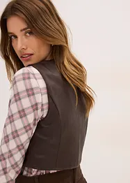 Väst i used look av skinnimititation, bonprix