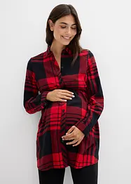 Lång mamma-/amningsblus i mjuk bomullsflanell, bonprix