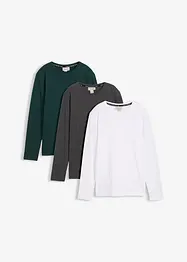 Långärmad tröja med ekologisk bomull (3-pack), bonprix