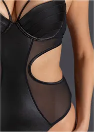 Stringbody ouvert med wetlook, bonprix