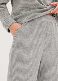 Ribbstickad byxa och topp med huva i oversizemodell, bonprix