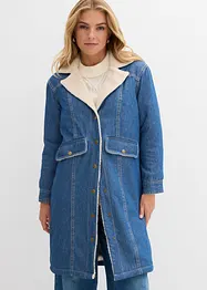 Vinterkappa i denim med varmt teddyfoder, bonprix