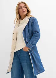 Vinterkappa i denim med varmt teddyfoder, bonprix