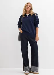 Tröja med hög krage och kort dragkedja, av mjuk bomullsmix, bonprix