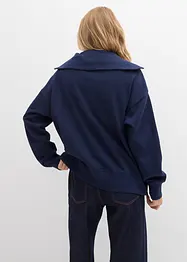 Tröja med hög krage och kort dragkedja, av mjuk bomullsmix, bonprix