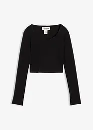 Ribbstickad topp i kort modell, bonprix