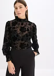 Långärmad topp i lätt transparent material, bonprix