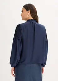 Blustunika med stråveck i glansig satin, bonprix