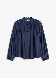 Blustunika med stråveck i glansig satin, bonprix