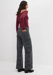 Leopardmönstrad twillbyxa med vida ben, bonprix