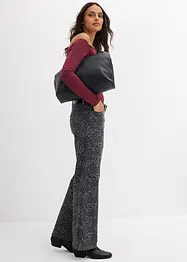 Leopardmönstrad twillbyxa med vida ben, bonprix