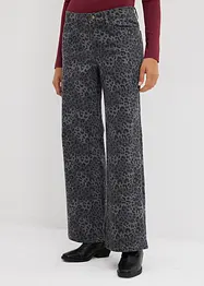 Leopardmönstrad twillbyxa med vida ben, bonprix