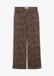 Leopardmönstrad twillbyxa med vida ben, bonprix
