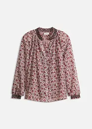 Mönstrad chiffongblus med broderi, bonprix