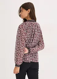 Mönstrad chiffongblus med broderi, bonprix